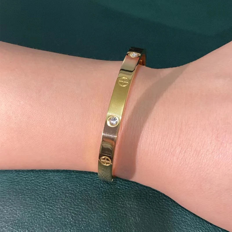 New Design Gold Color Zircon And Cross Nut Nail Bracelet & Bangleg
