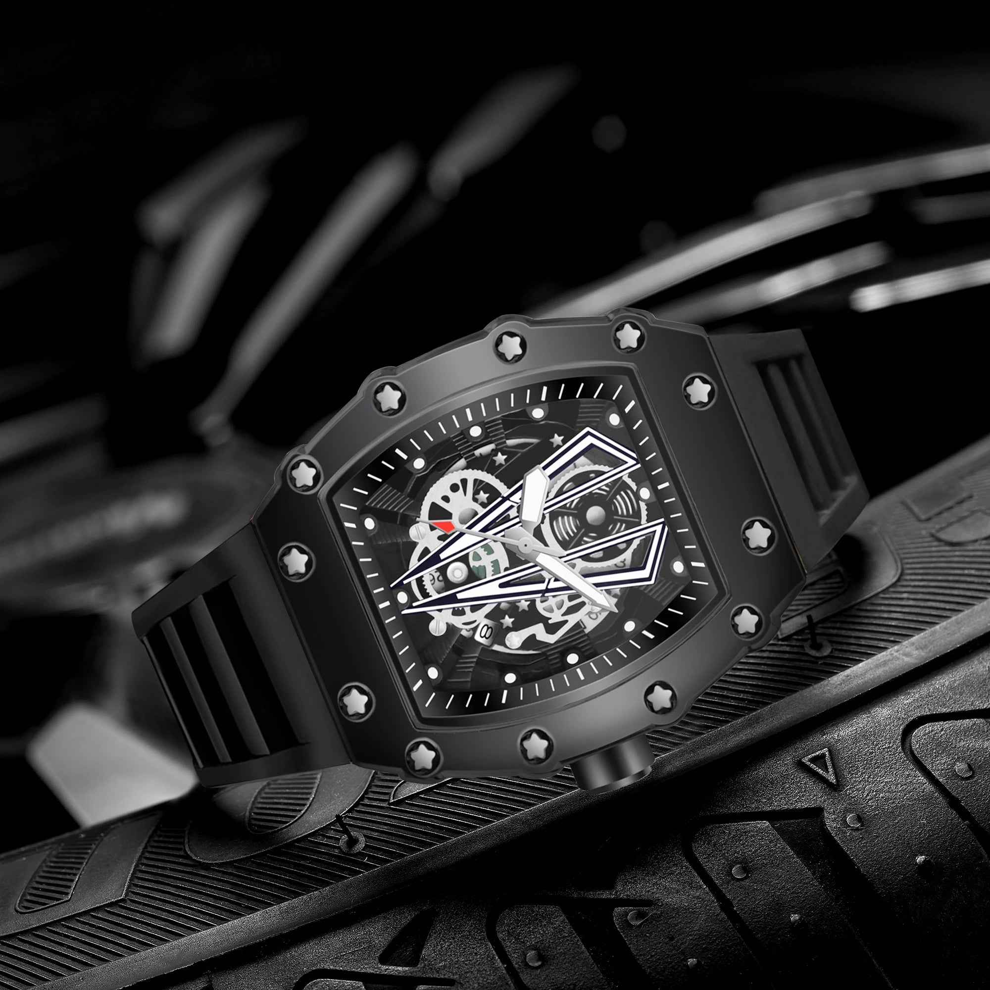 Watches Luxury Fashion Large Dial Quartz Clock 30M Waterproof Sport Square Luminous Watch For Men Silicone Strap Man