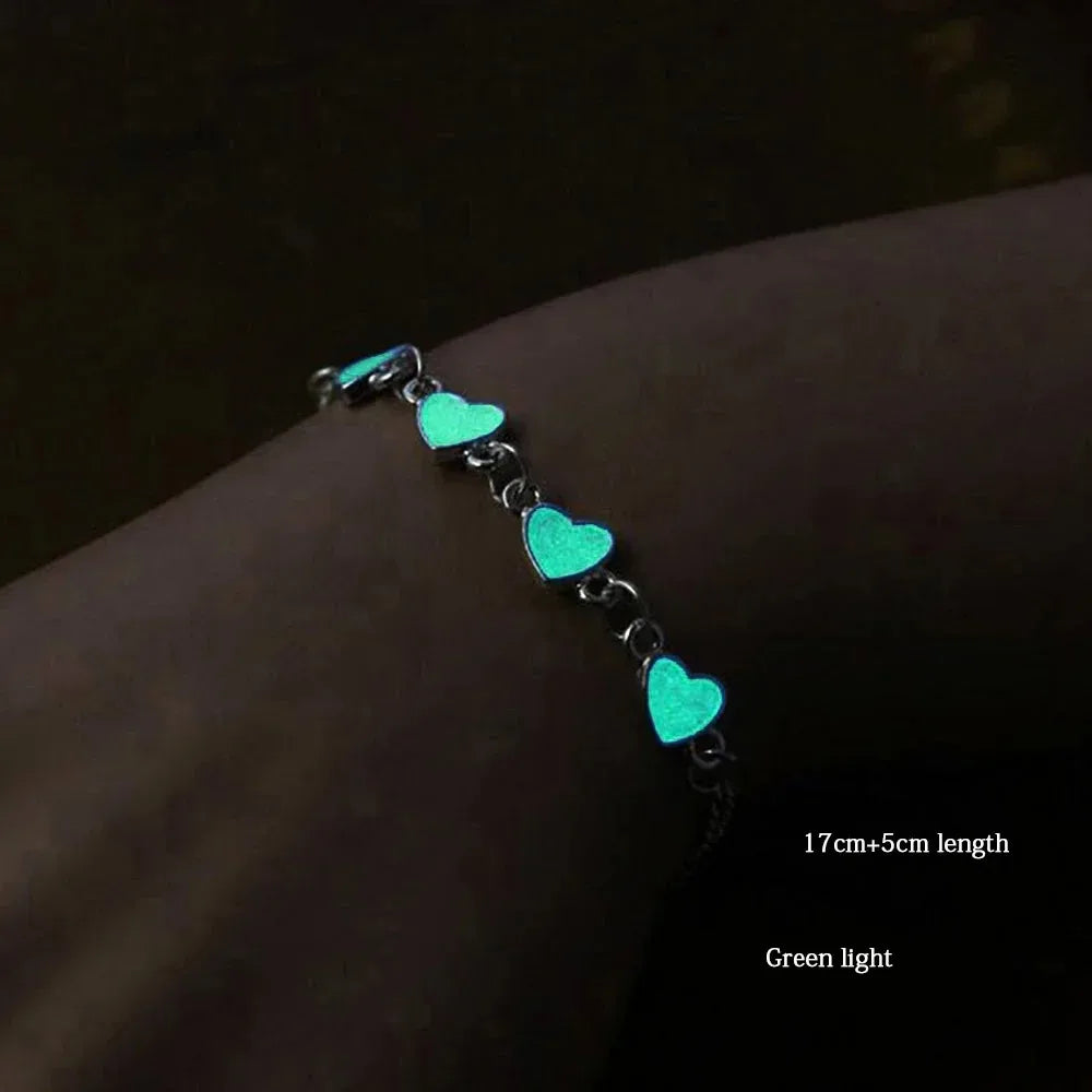 Fashion Star Flower Heart Fluorescent Luminous Glowing Bangle Glow In The Dark Bracelets for Women Men Halloween Gift
