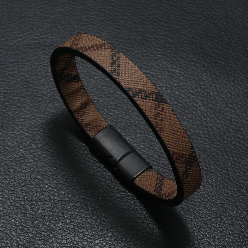 Trendy Leather Bracelets Men Stainless Steel Multilayer