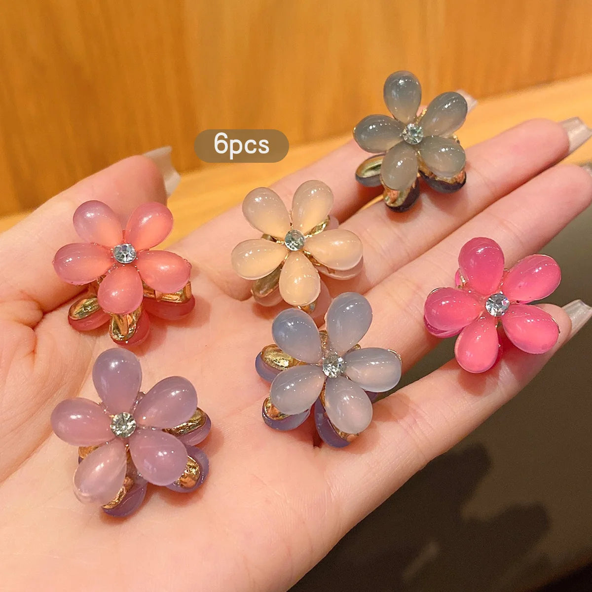 10 alloy rhinestone hair clips, fashionable small grab hair accessories