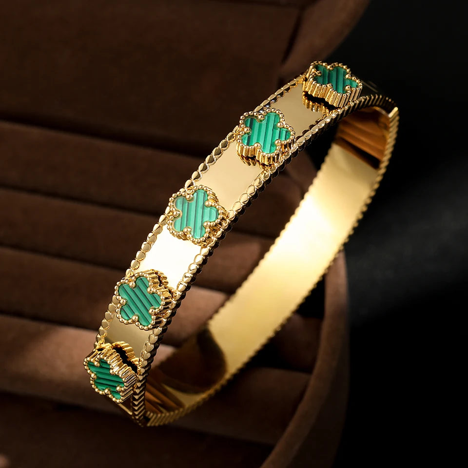 18k Gold Plated Flower Bracelet Plum Blossom Cuban Chain Bracelets