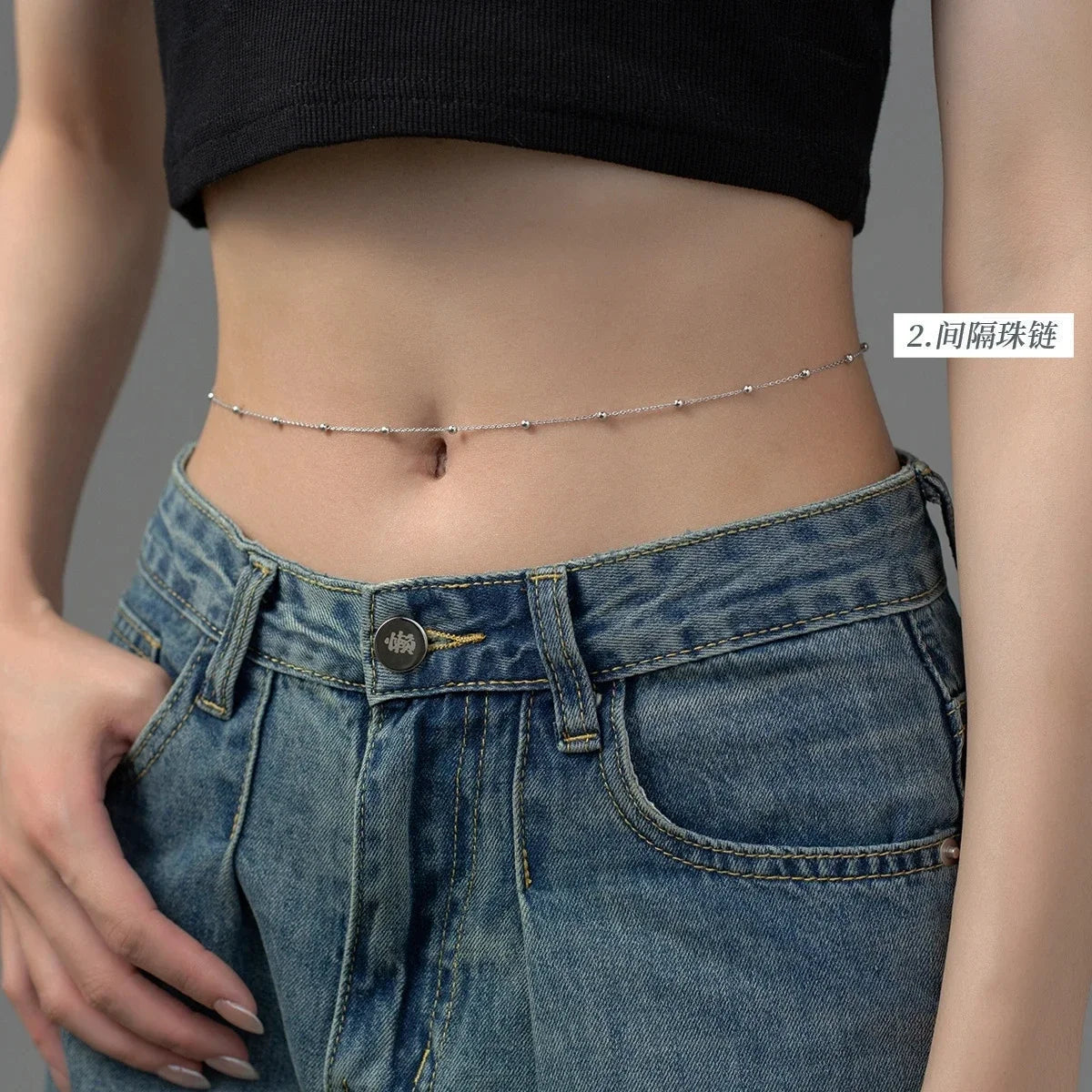 Luxury Sexy Rhinestone Star Tassel Pendant Waist Belly Belt Chain for Women