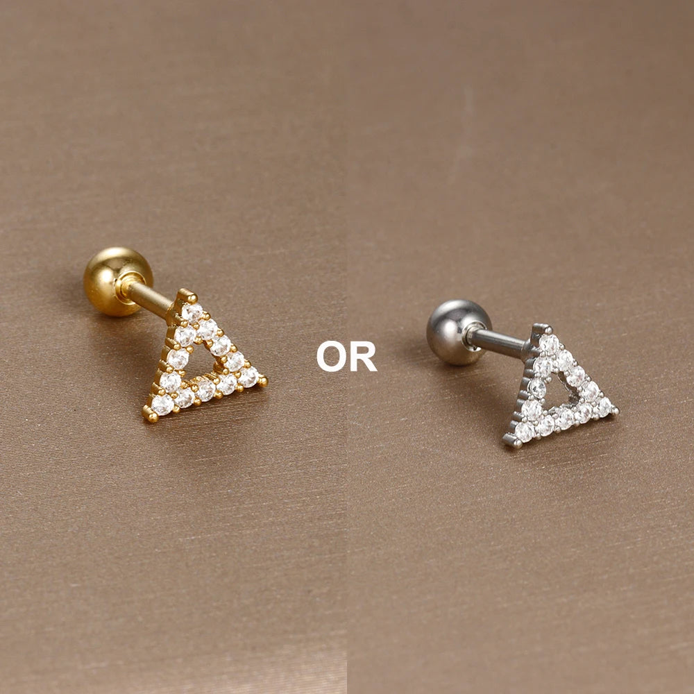 1PC  Stainless Steel Mini Zircon Cartilage Piercing Stud Earring