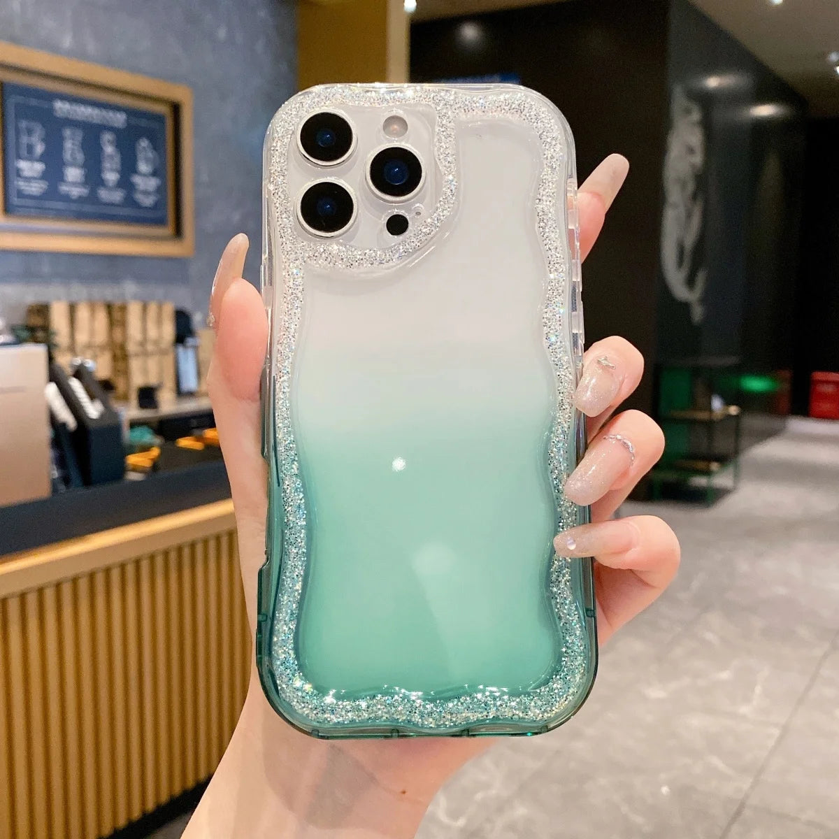 Cute Wave Glitter Border Soft Silicone Phone Case