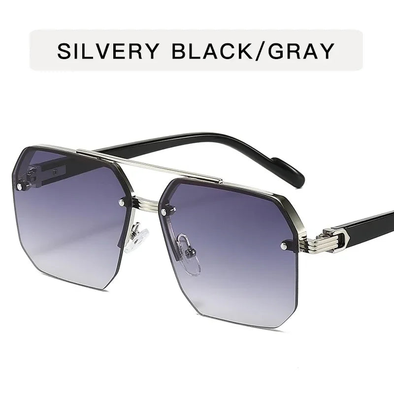 Men's Metal Sunglasses Square Half Frame