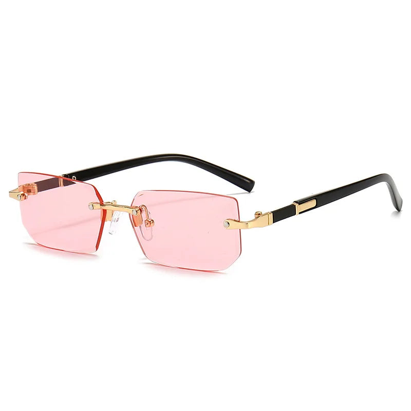 Rimless Sunglasses Rectangle Fashion Popular Women Men