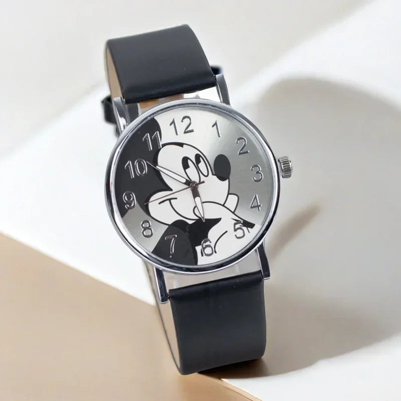 Disney Mickey Children's Watches For Kids Leather Strap Ladies