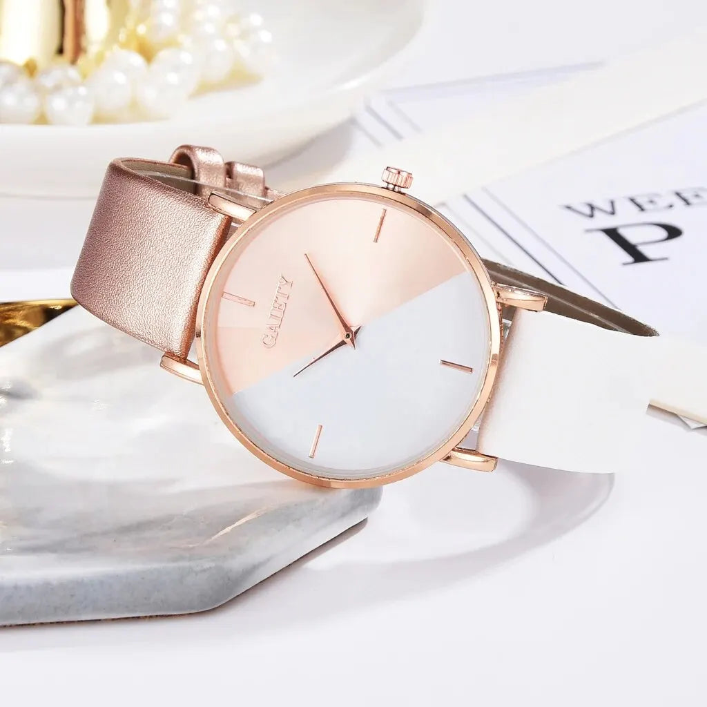 Women Watch Set Luxury Fashion Colourful PU Leather Strap Ladies Quartz Wristwatch Alloy Bracelet