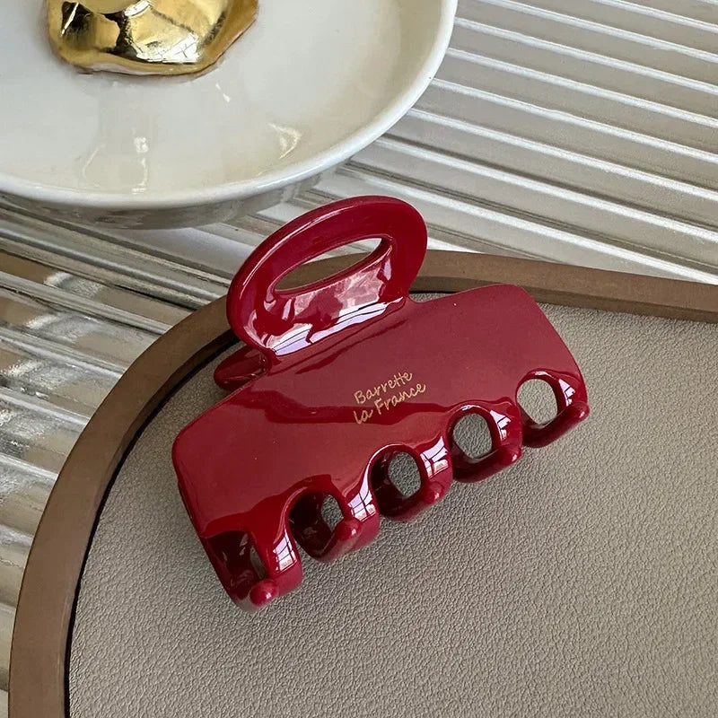 Long Acetate Hair Crabs Red Hair Clips and Women Tie up Hair Accessories