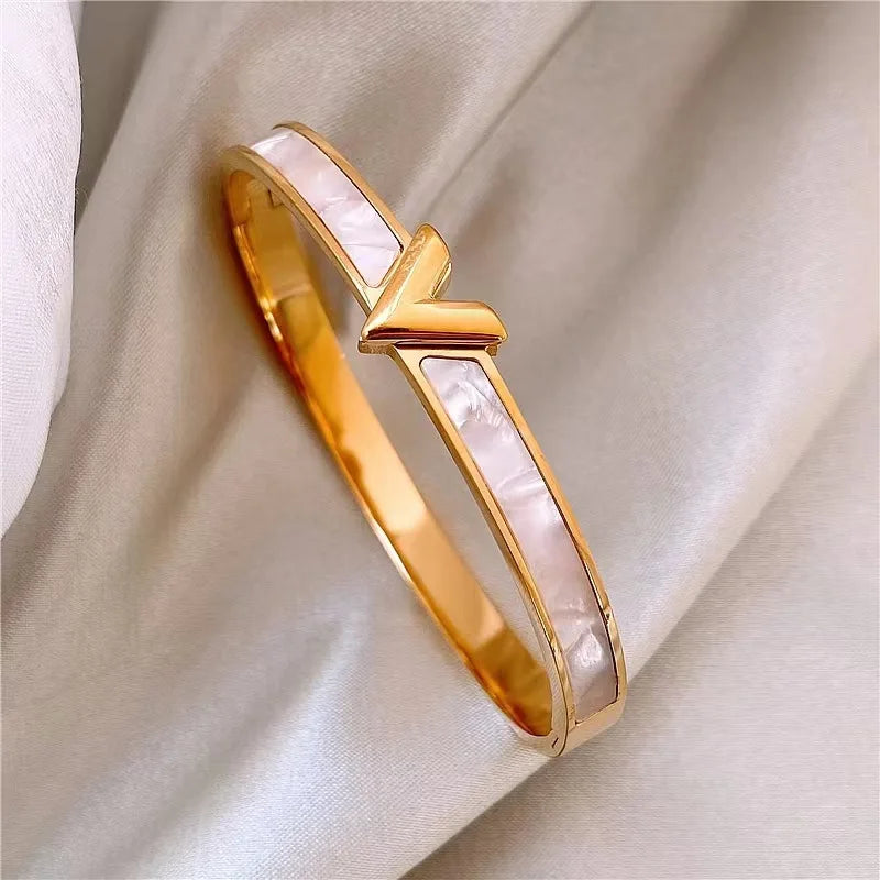 Stainless Steel Letter V Bangles&bracelets for Women