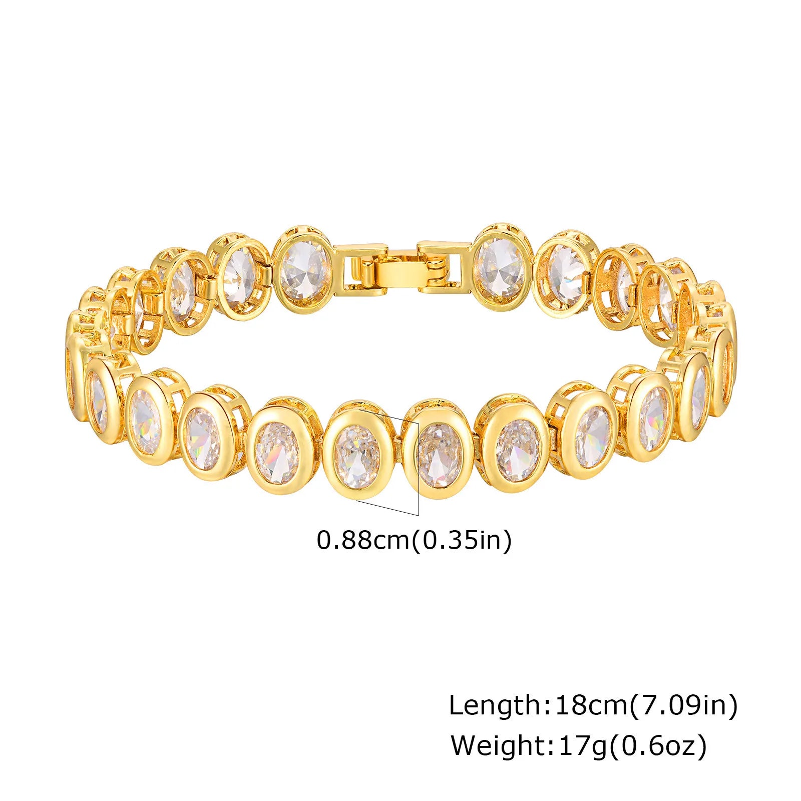 Paperclip Chain Bracelet 14K Gold Plated Cubic Zirconia.