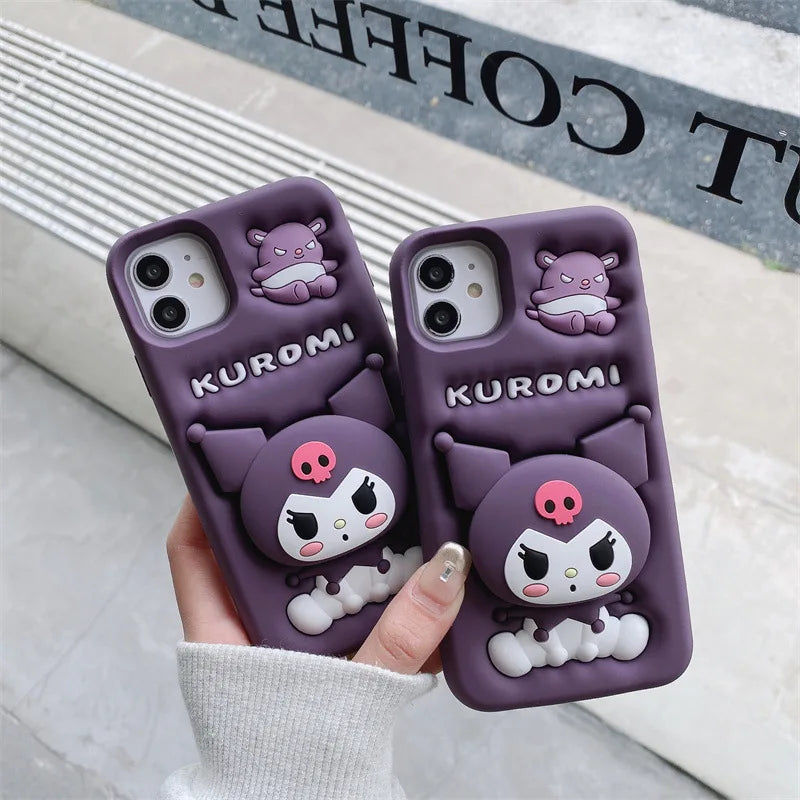 3D Cartoon i Telescopic Bracket Phone Case