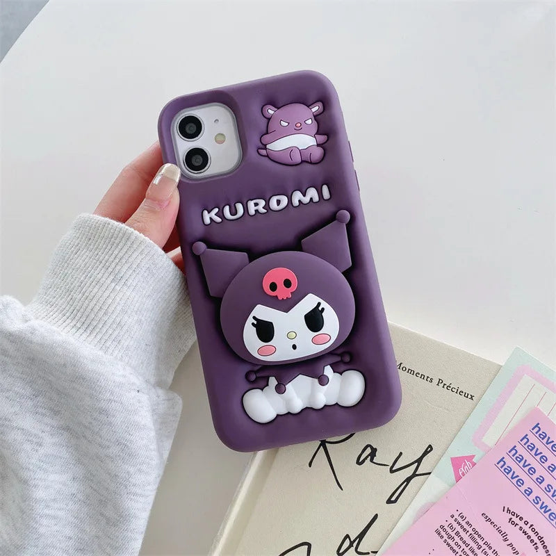 3D Cartoon i Telescopic Bracket Phone Case