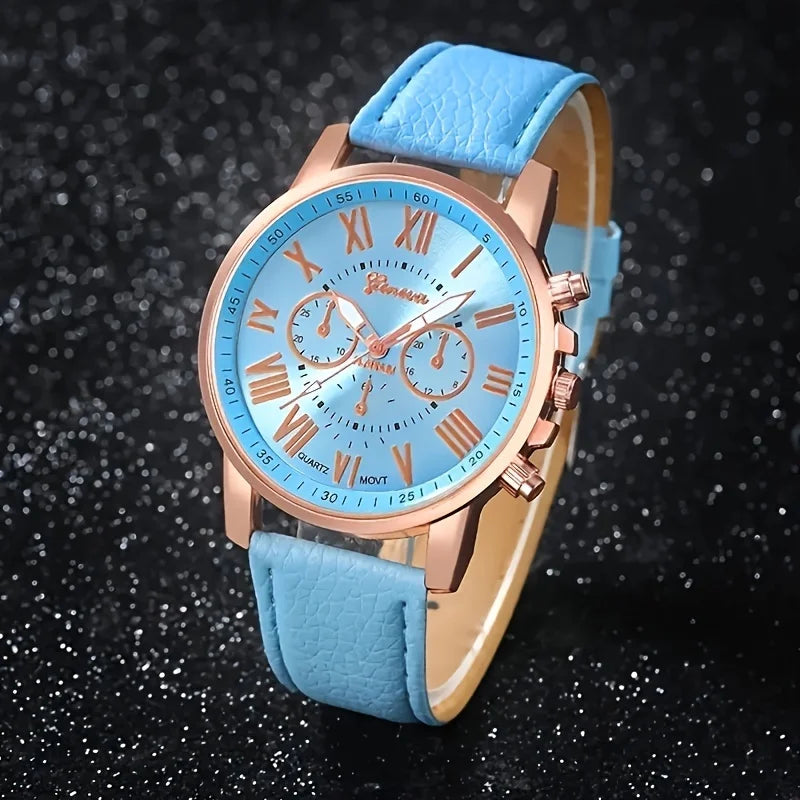 Fashion quartz watch and jewelry set, shock resistant circular analog digital display