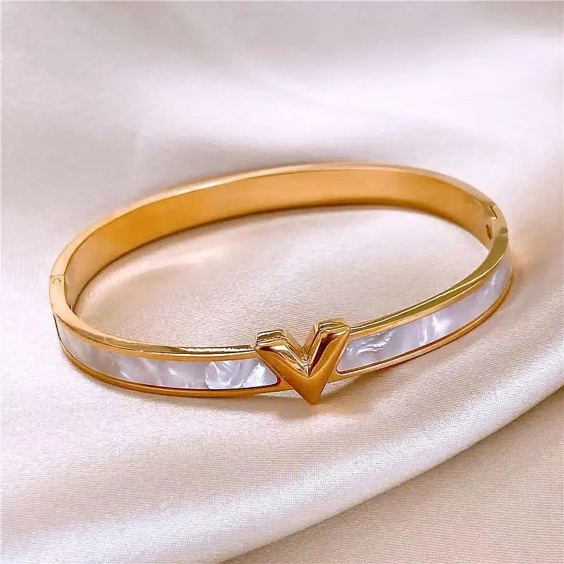 Stainless Steel Letter V Bangles&bracelets for Women