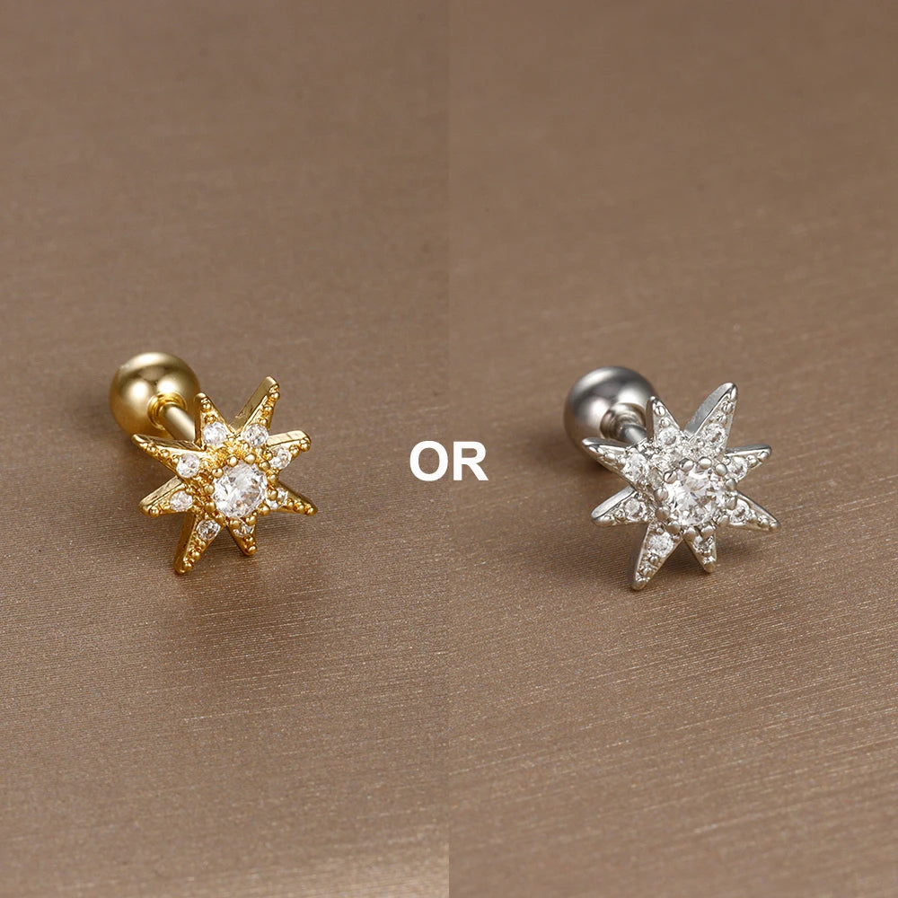 1PC  Stainless Steel Mini Zircon Cartilage Piercing Stud Earring