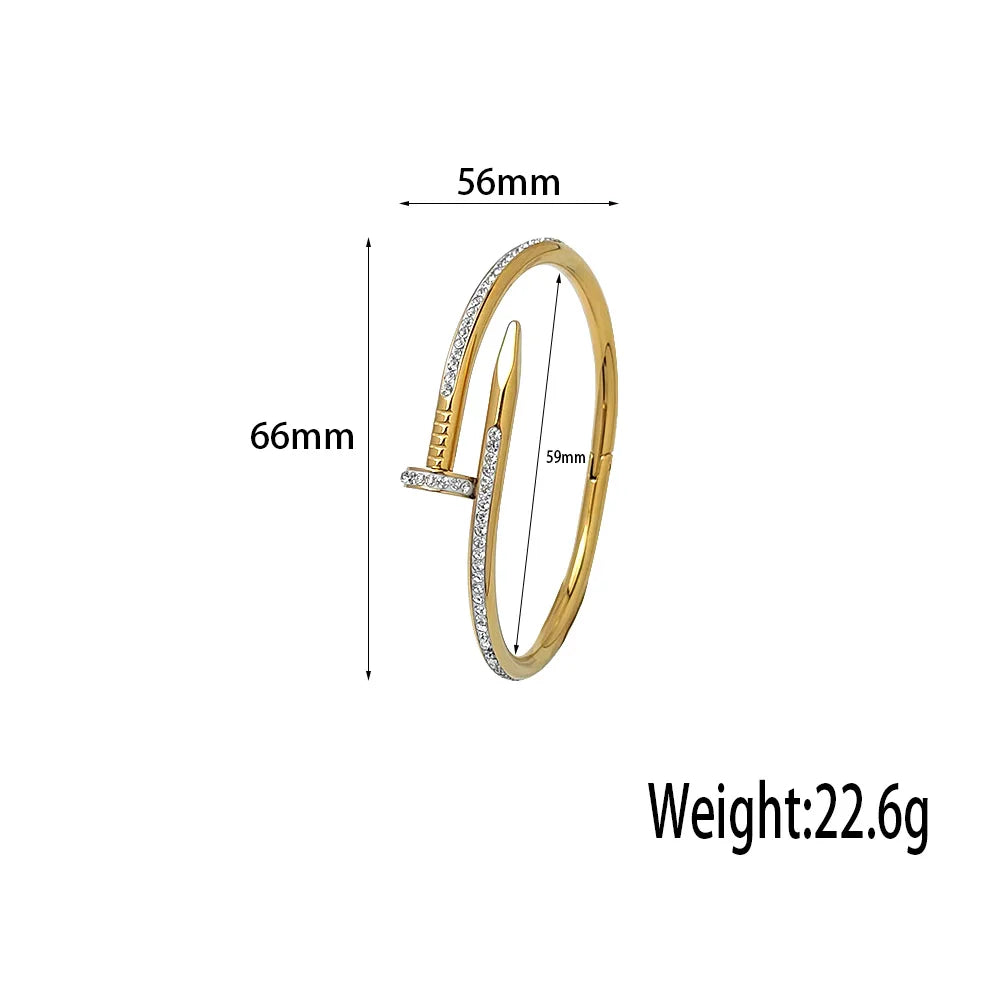 Fashionable classic zircon gold-plated stainless steel bracelet,