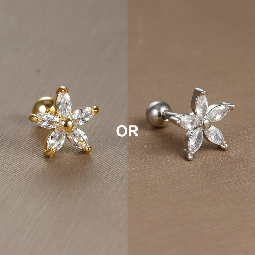 1PC  Stainless Steel Mini Zircon Cartilage Piercing Stud Earring