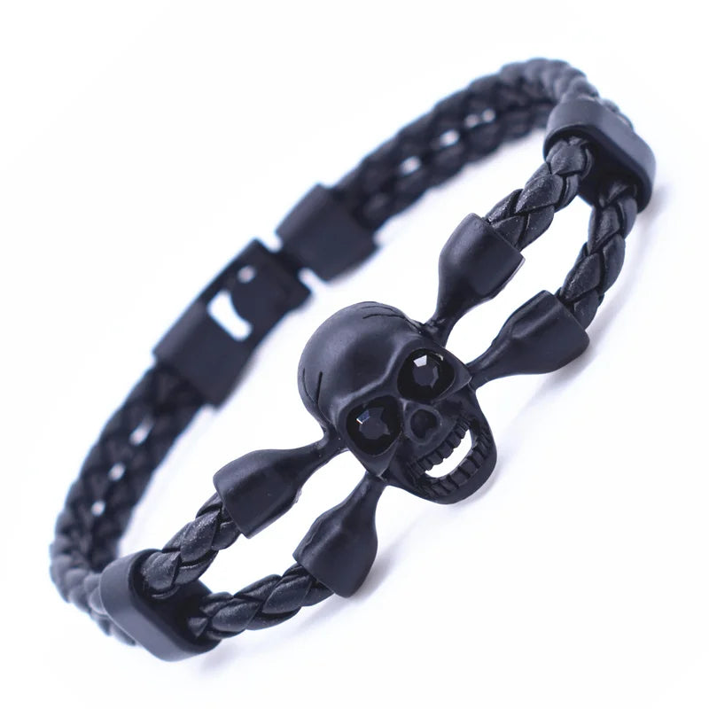 Vintage Black Skeleton Skull Charm Bracelets Bangles