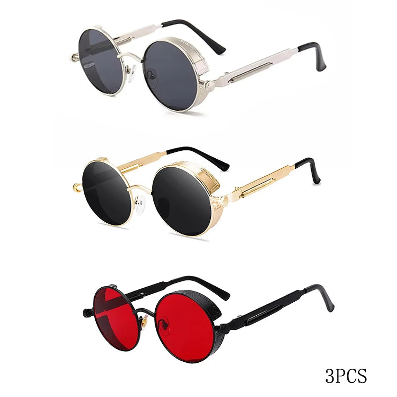 Classic  Sunglasses Men Women Brand Designer Vintage Round Metal Frame Sun Glasses High Quality UV400