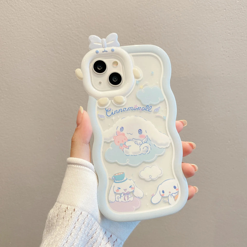 Kawaii Sanrio Cinnamoroll Phone Case For iPhone 16 15 14 13 12 Shell 11 Pro Max XR XS MAX X 7 8 Back Cover Y2k Girl Gift Coque