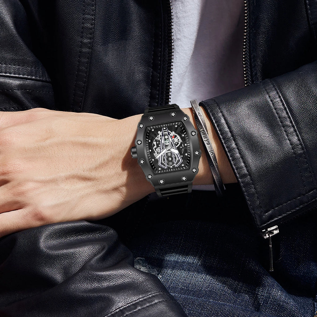 Watches Luxury Fashion Large Dial Quartz Clock 30M Waterproof Sport Square Luminous Watch For Men Silicone Strap Man