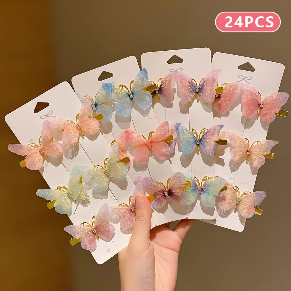 6/12/24/36 pieces of sweet girl butterfly hairpins