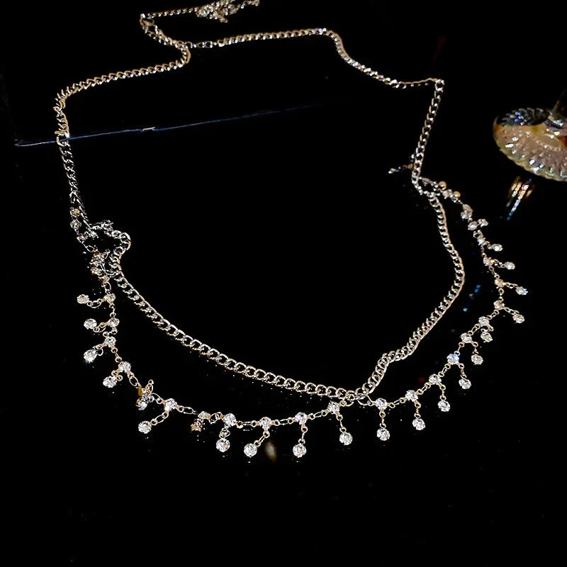 Luxury Sexy Rhinestone Star Tassel Pendant Waist Belly Belt Chain for Women