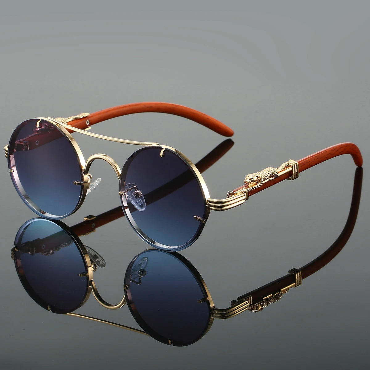 Vintage Round Sunglasses Fashion Double Multicolor