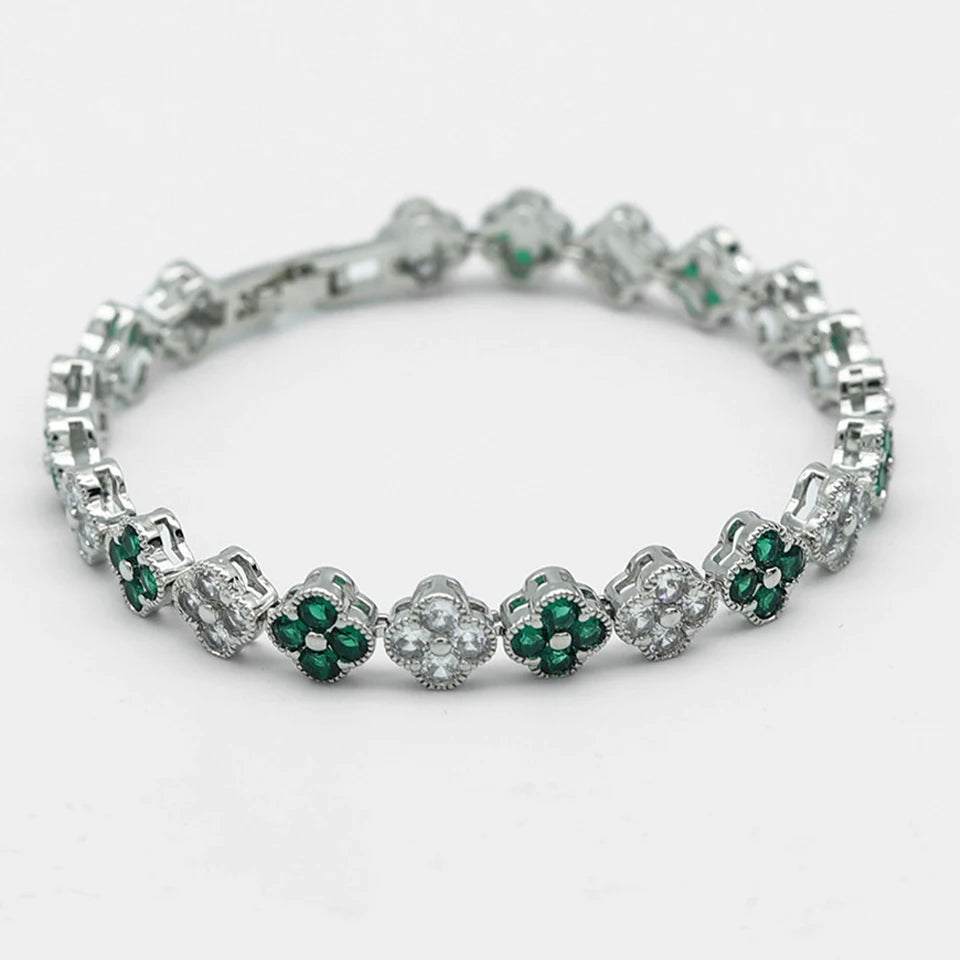 Luxury Brass Colorful Random Zircon Flowers Bracelets