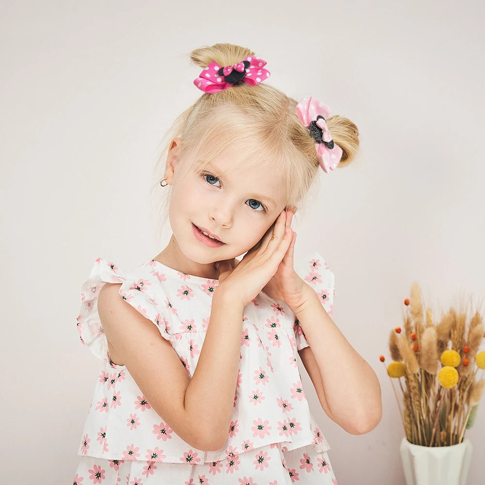 4Pcs/lot Baby Girl Lovely Polka Dot Bow Hair Clips