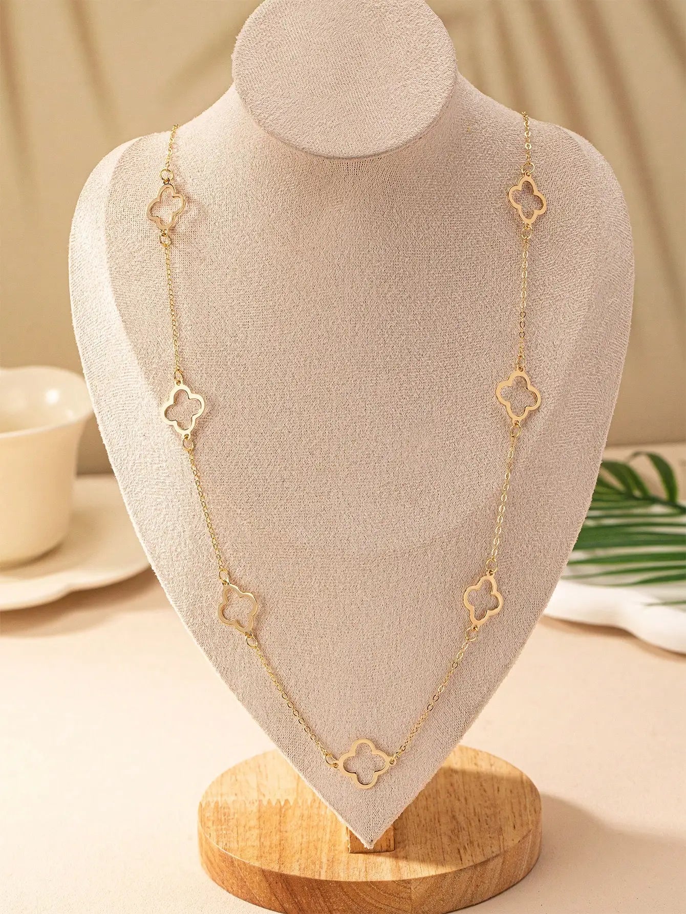 Gold Four Leaf Clover Necklace Clover Pendant Station Necklaces