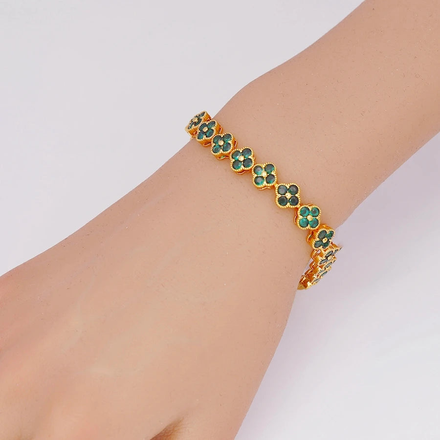 1pc Rainbow Colorful Clover Zircon Bracelet Fashion Charm Gorgeous