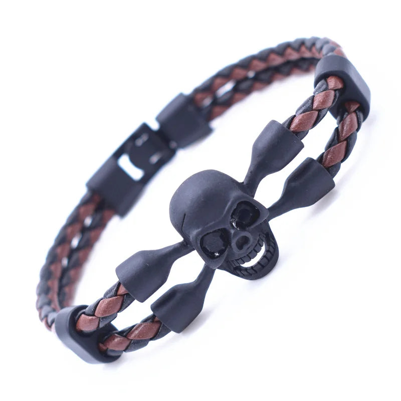 Vintage Black Skeleton Skull Charm Bracelets Bangles