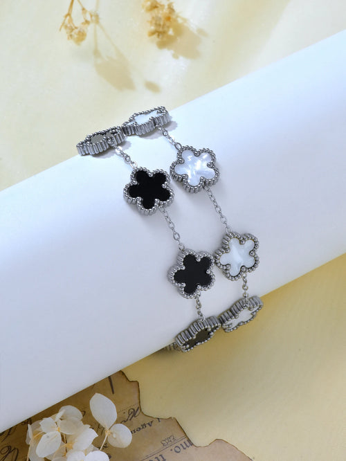 1 Piece Light Luxury Lucky Stainless Steel Five Flower Bracelet