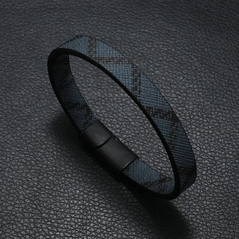Trendy Leather Bracelets Men Stainless Steel Multilayer