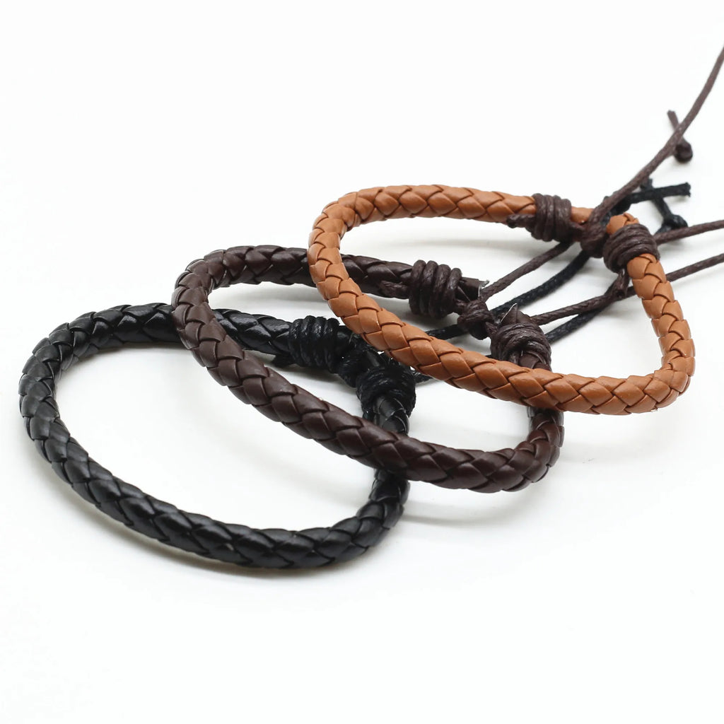 Brown  Braided Men Bracelets For Women Wristbands Bangle Male