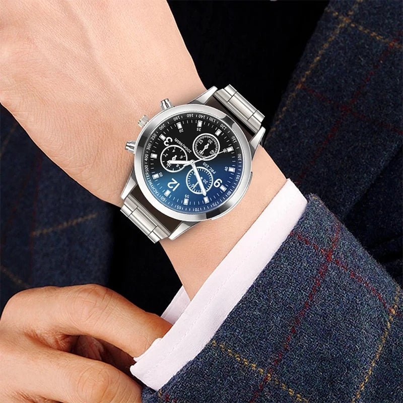 1/2PCS Men Business Watches Fashion Men's Steel Band Quartz Watch with Bracele