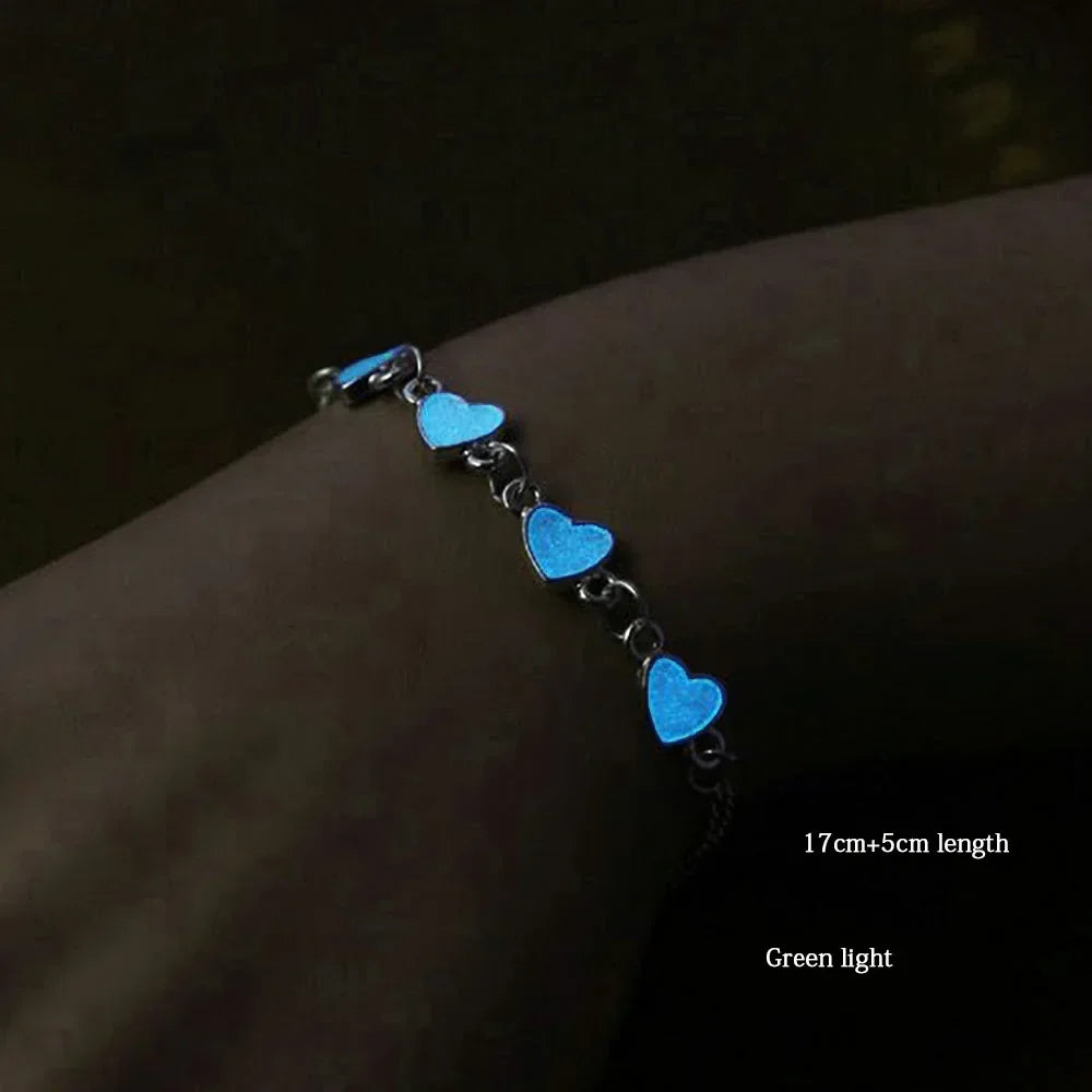 Fashion Star Flower Heart Fluorescent Luminous Glowing Bangle Glow In The Dark Bracelets for Women Men Halloween Gift
