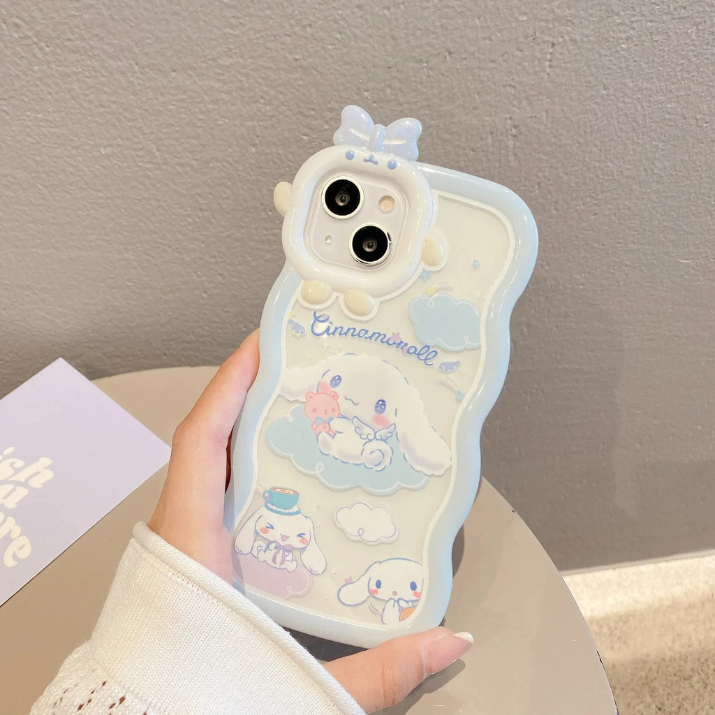 Kawaii Sanrio Cinnamoroll Phone Case For iPhone 16 15 14 13 12 Shell 11 Pro Max XR XS MAX X 7 8 Back Cover Y2k Girl Gift Coque
