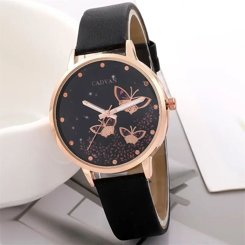 6pcs Set Womens Watches Ladies Fashion Butterfly Watch New Simple Casual Womens
