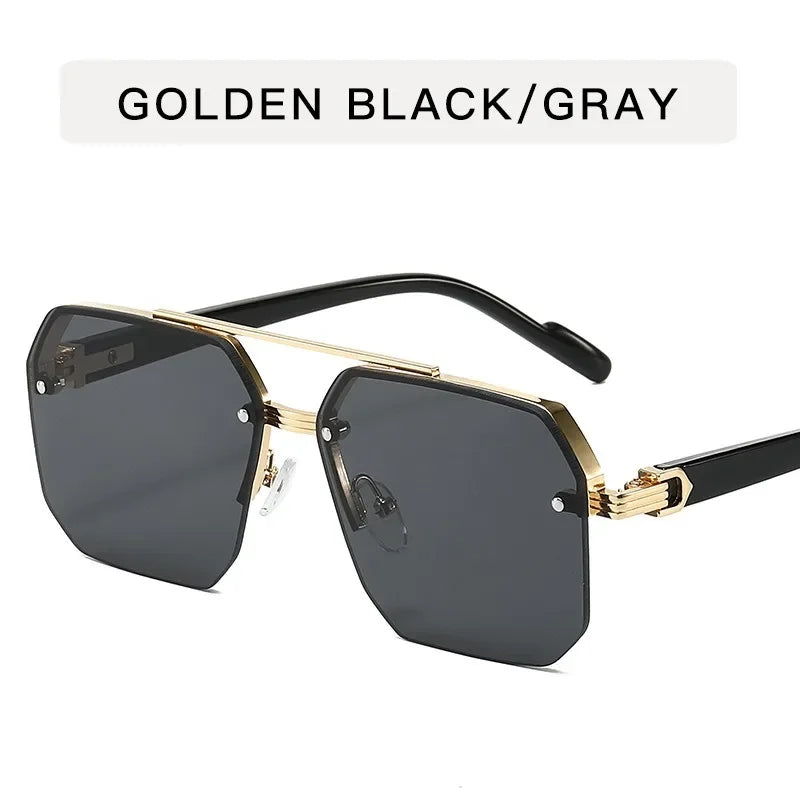 Men's Metal Sunglasses Square Half Frame