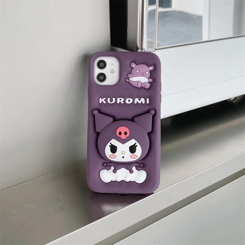 3D Cartoon i Telescopic Bracket Phone Case