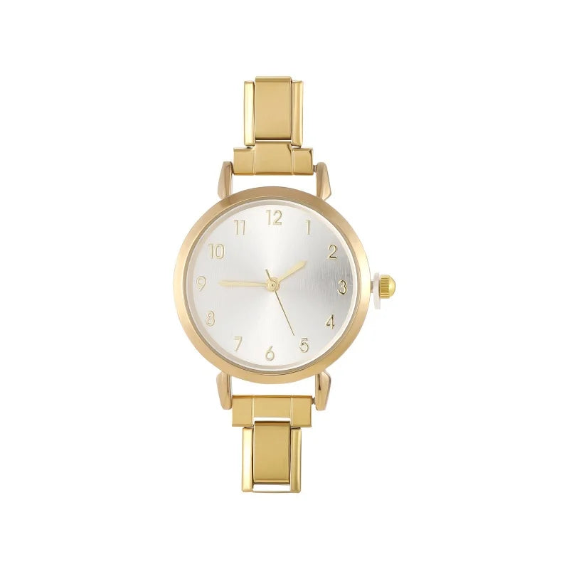 Men Women's Stainless Steel Round Simple Watch