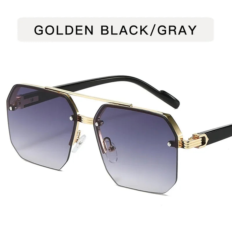 Men's Metal Sunglasses Square Half Frame