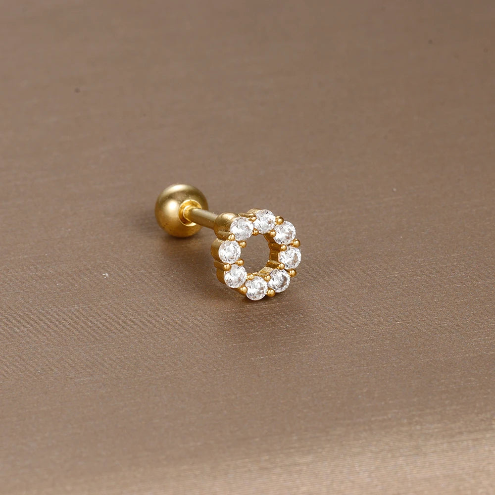 1PC  Stainless Steel Mini Zircon Cartilage Piercing Stud Earring