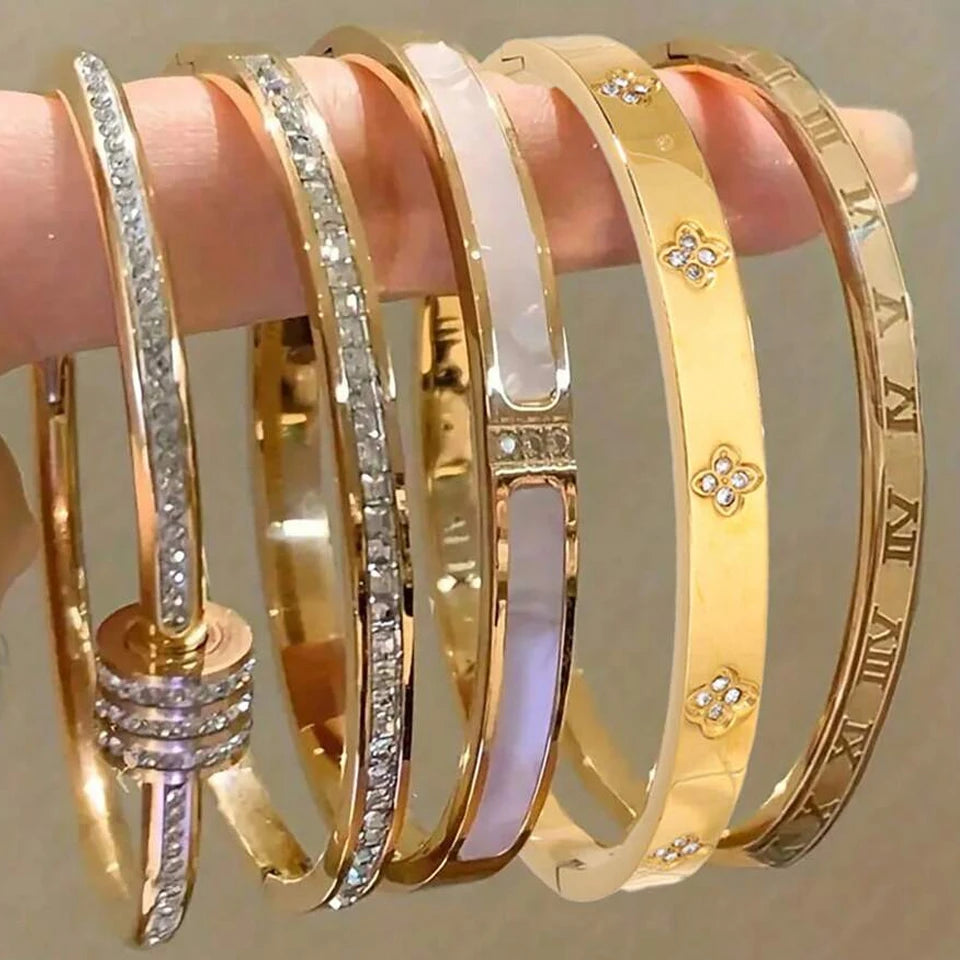5/1pcs Sparkling Zirconia Inlaid Stainless