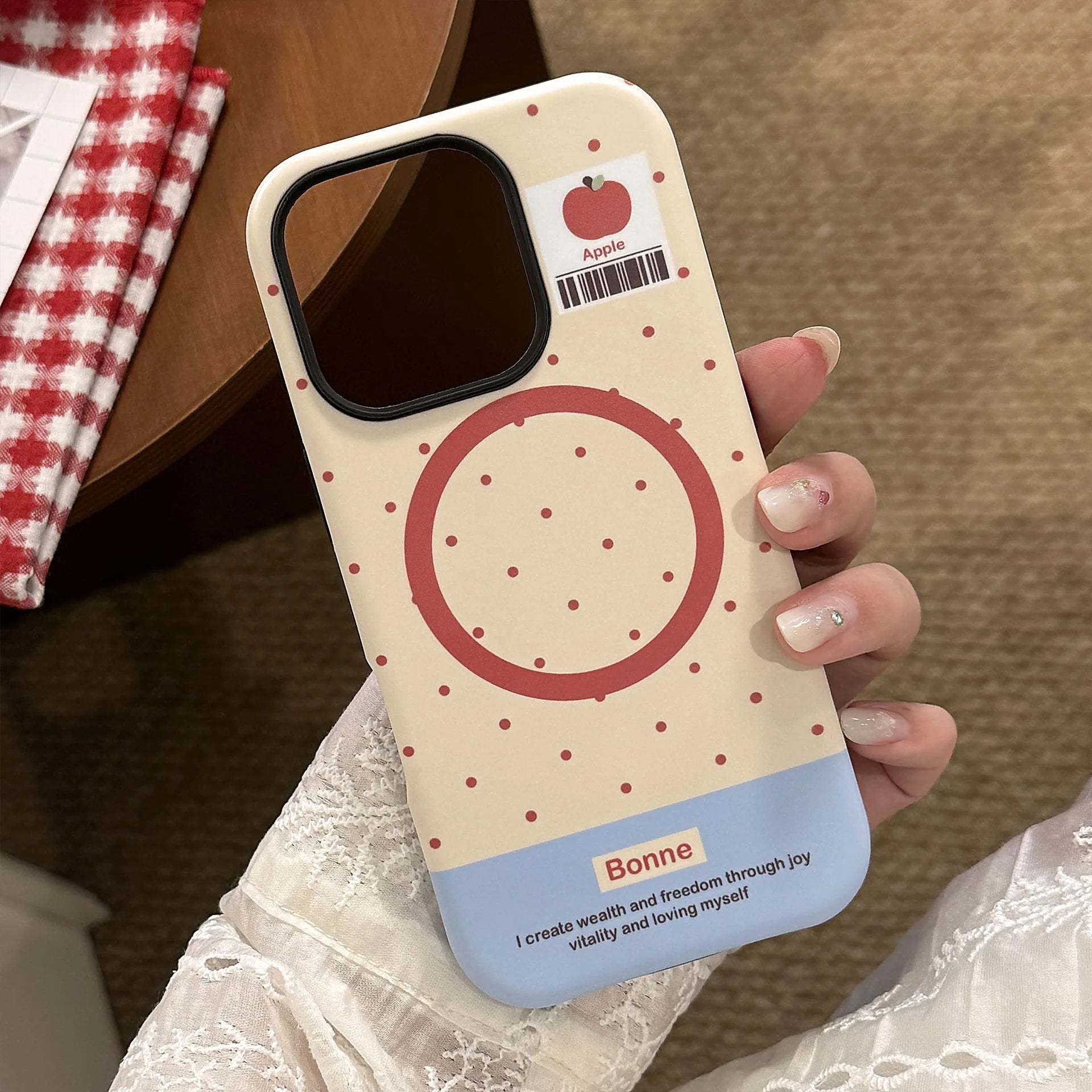 Polka Dots 3D Luminous Crystal Apple Lattice Bracket Magnetic