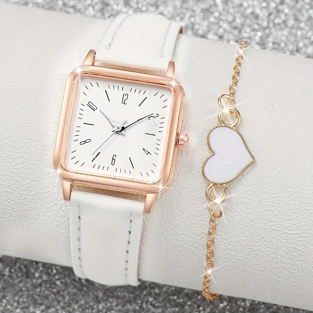4PCS Fashion Minimalist Watch Luxury Men's and Women's